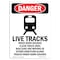 Signmission OSHA Danger Sign, Live Tracks When Horn, 10in X 7in Rigid Plastic, 7" W, 10" L, Portrait OS-DS-P-710-V-1814 - alternate 1